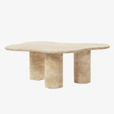 Luxury Design Elyse Freeform Stone Coffee Table with Tri Cylinder Base Travertine Coffee Tables